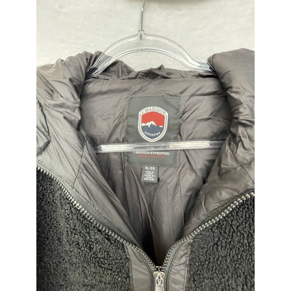 1 Madison Expedition Jacket Womens XL Black Fuzzy Zipped Hooded Insulated - Picture 3 of 8